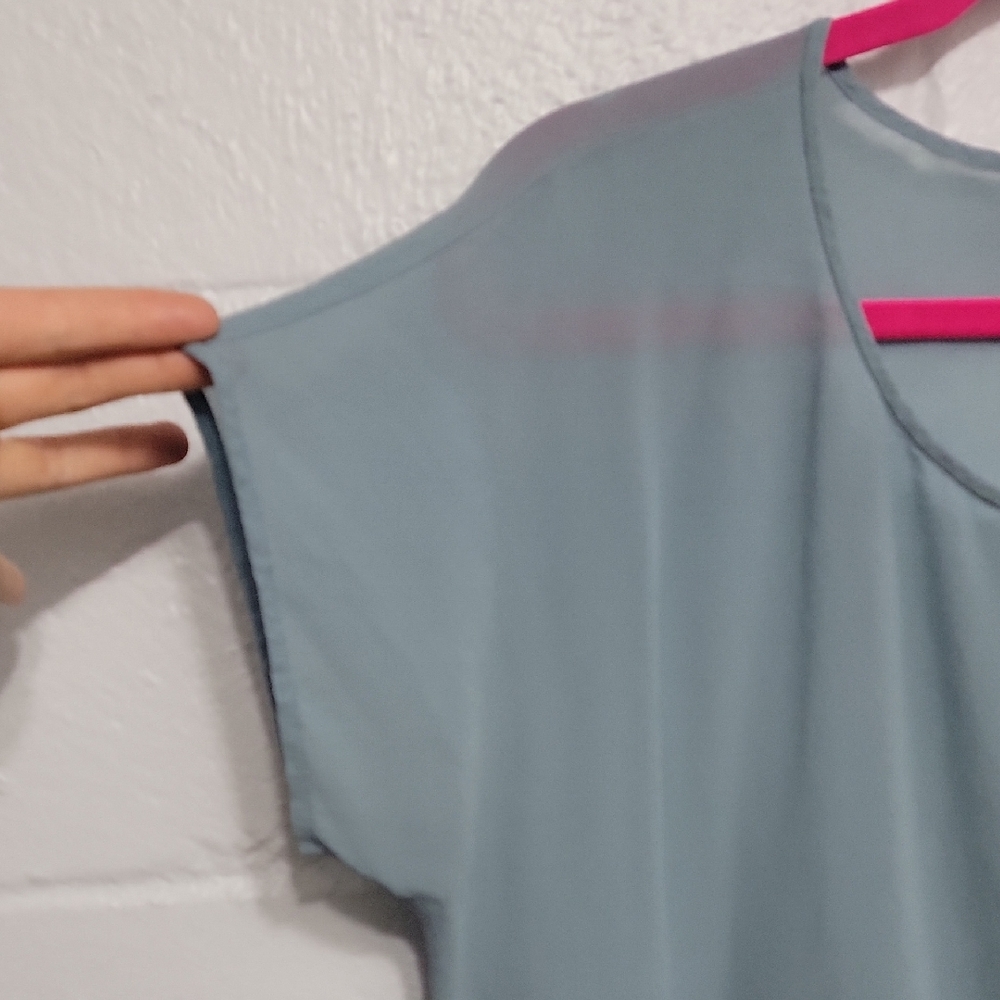 Eileen Fisher 100% Silk Boxy Top | Light Blue Short Sleeve | M - Picture 3 of 16